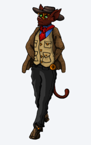 animal person jacket vest hat